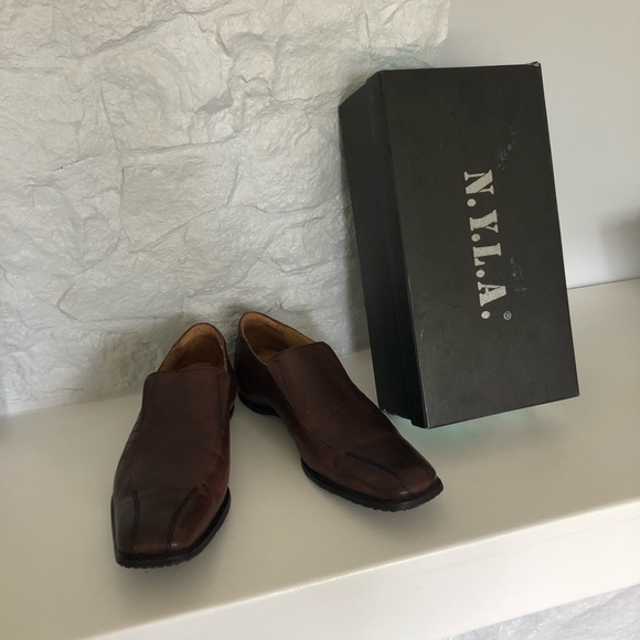 N.Y.L.A Men's Earl Slip-on Brown Leather Shoe 10.5 - Picture 1 of 5